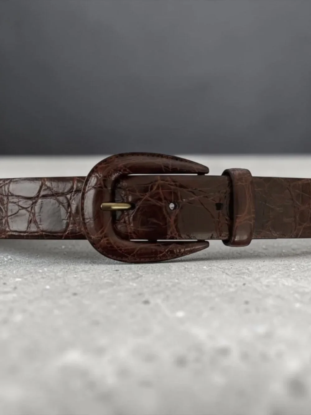 Vintage TexTan Brown Alligator Leather Belt Size 28 Cowhide Lined 9992M USA